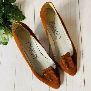 VINTAGE Brown Genuine Suede Leather Pumps Sz 7